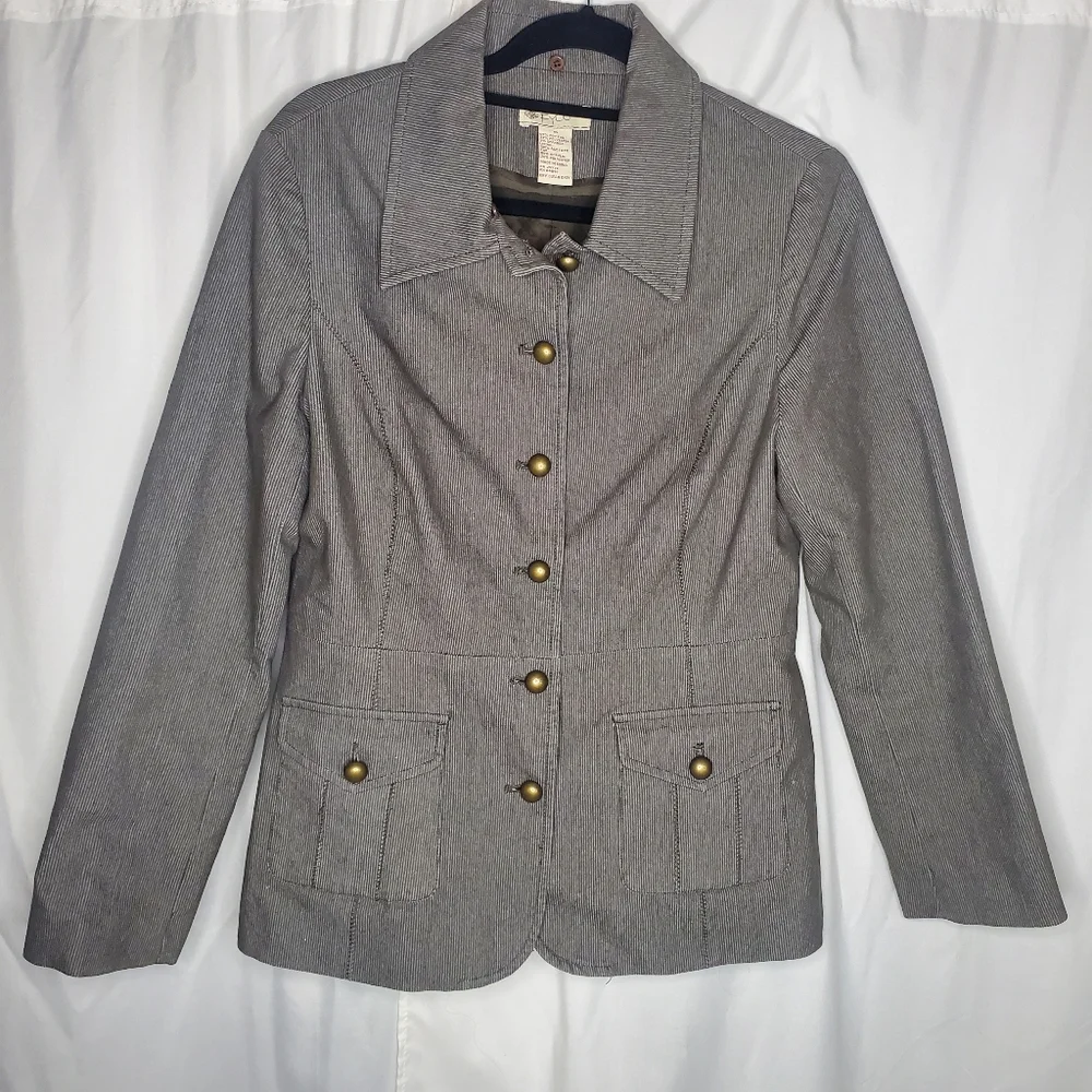 ♧ Fylo Gray Button Up Blazer Jacket Size 10